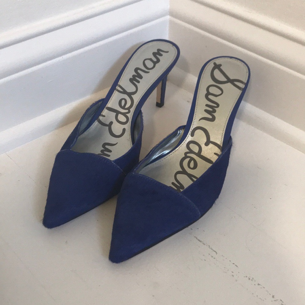 Royal blue calf skin Sam Edelman mules